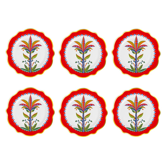 Set 4 farfurii pentru desert Palm tree, portelan, 21 cm, Dolce Vita - BACI MILANO