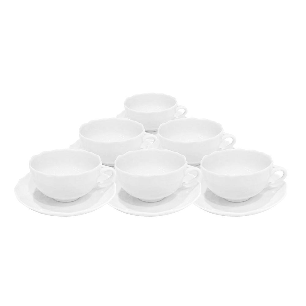 Set 6 cesti pentru ceai si farfurii, Maria Theresia White - HUTSCHENREUTHER Set 6 cesti pentru ceai si farfurii, Maria Theresia White - HUTSCHENREUTHER