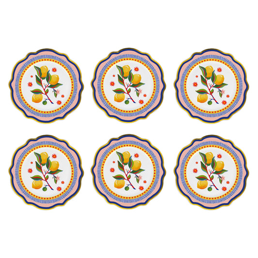 Set 6 farfurii pentru cina Lemons, portelan, 27 cm, Dolce Vita - BACI MILANO