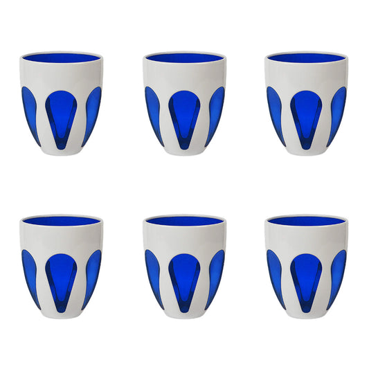 Set 6 pahare pentru apa, acril alb/albastru Aqua - BACI MILANO