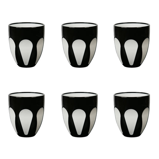 Set 6 pahare pentru apa, acril negru/alb, Aqua - BACI MILANO