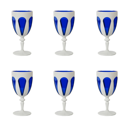 Set 6 pahare pentru vin, acril alb/albastru, Aqua - BACI MILANO