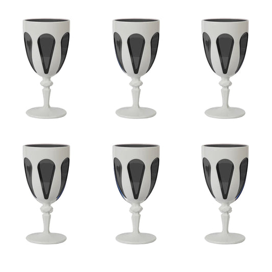 Set 6 pahare pentru vin, acril alb/gri, Aqua - BACI MILANO