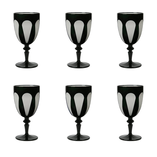 Set 6 pahare pentru vin, acril negru/alb, Aqua - BACI MILANO