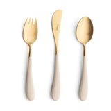 Set tacamuri pentru copii, placate cu aur, 3 piese, Ivoar-Auriu, Alice - CUTIPOL Set tacamuri pentru copii, placate cu aur, 3 piese, Ivoar-Auriu, Alice - CUTIPOL