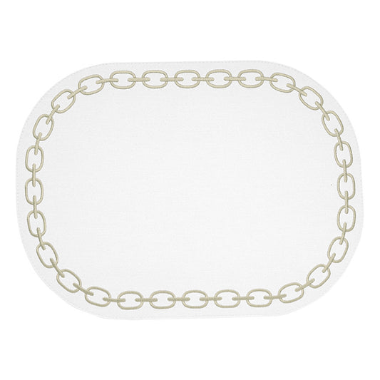 Suport farfurie, 44x32 cm, Chain White/Sage Green - SIMONA'S COLLECTION