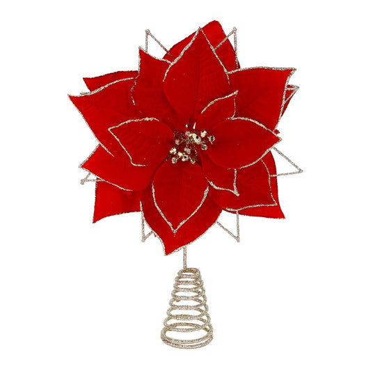 Varf pentru brad Craciunita, rosu/auriu, 32 cm - SIMONA'S CHRISTMAS