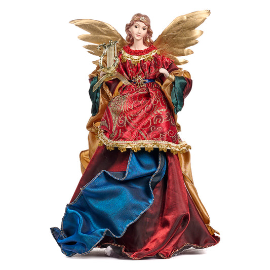 Varf pentru brad, Inger Evangelina, rosu/albastru, 43 cm - SIMONA'S CHRISTMAS