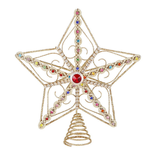 Varf pentru brad Stea Jewel, rosu/auriu, 22 cm - SIMONA'S CHRISTMAS