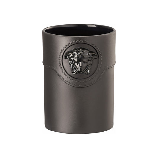 Vaza cilindrica din portelan, 10 cm, La Medusa Mini Black - VERSACE