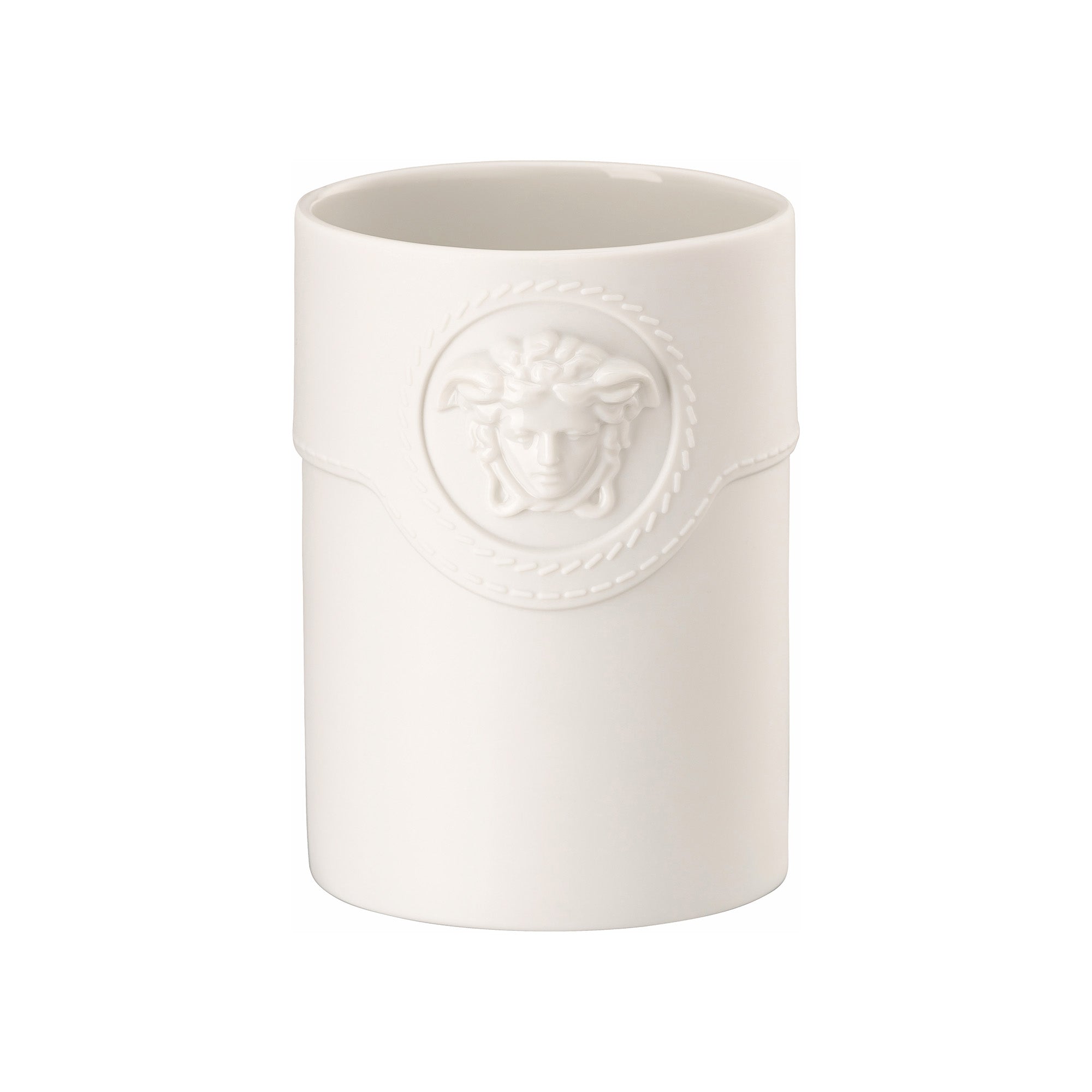 Vaza cilindrica din portelan, 10 cm, La Medusa Mini White - VERSACE Vaza cilindrica din portelan, 10 cm, La Medusa Mini White - VERSACE
