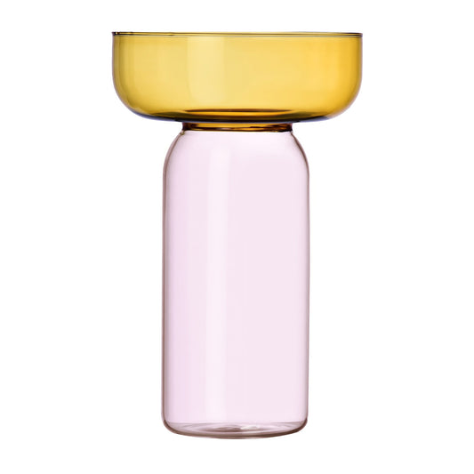 Vaza din sticla, 31 cm, roz/chihlimbariu, Aura - ICHENDORF