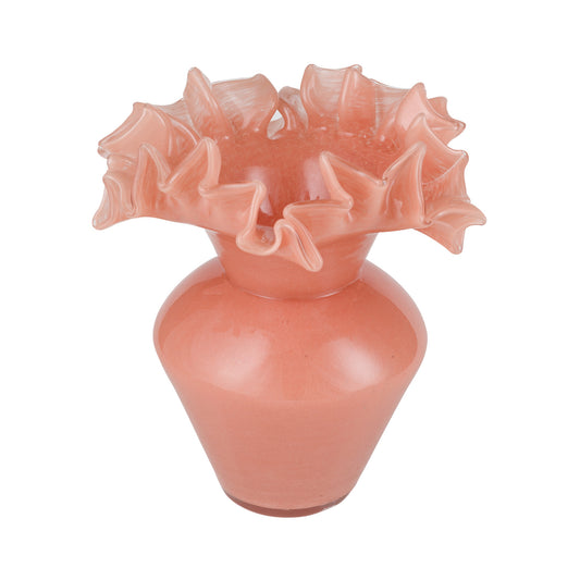 Vaza din sticla, Gala, corai, 20x21 cm - SIMONA'S COLLECTION