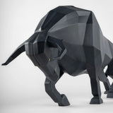 Sculptura din portelan negru mat, Bull, Origami - LLADRO