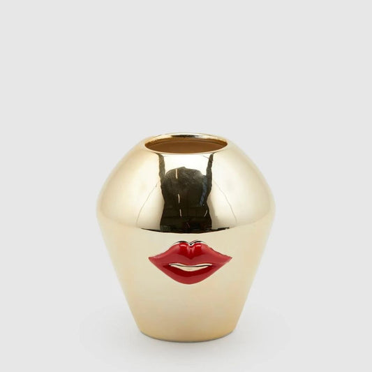 Vaza ceramica Kiss, auriu-rosu, 15 cm - SIMONA'S COLLECTION