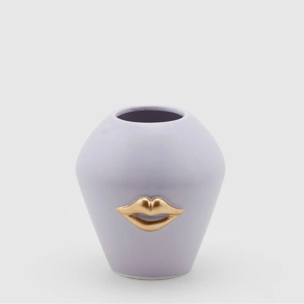 Vaza ceramica Kiss, lila-auriu, 15 cm - SIMONA'S COLLECTION