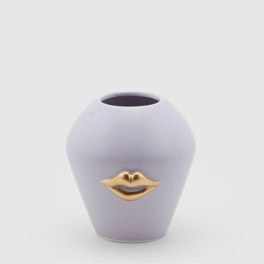 Vaza ceramica Kiss, lila-auriu, 15 cm - SIMONA'S COLLECTION