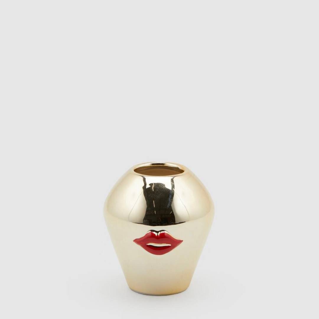 Vaza ceramica Kiss, auriu-rosu, 11 cm - SIMONA'S COLLECTION