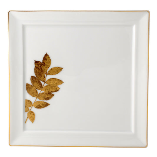 Farfurie pentru desert patrata, 21cm, Vegetal Gold - Bernardaud