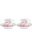 Set 2 cesti pentru espresso si farfurie, 80 ml, Florenza Malva - GINORI 1735