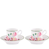 Set 2 cesti pentru espresso si farfurie, 80 ml, Florenza Malva - GINORI 1735