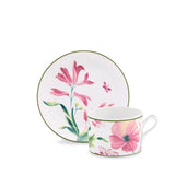 Set 2 cesti pentru ceai si farfurii, 80ml, Florenza Malva - GINORI 1735