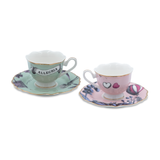 Set 2 cesti pentru cafea si farfurii, portelan, Allegria - BACI MILANO