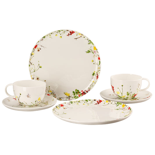 Set 2 cesti combi, 2 farfurioare si 2 farfurii desert, Brillance Fleurs Sauvages - ROSENTHAL