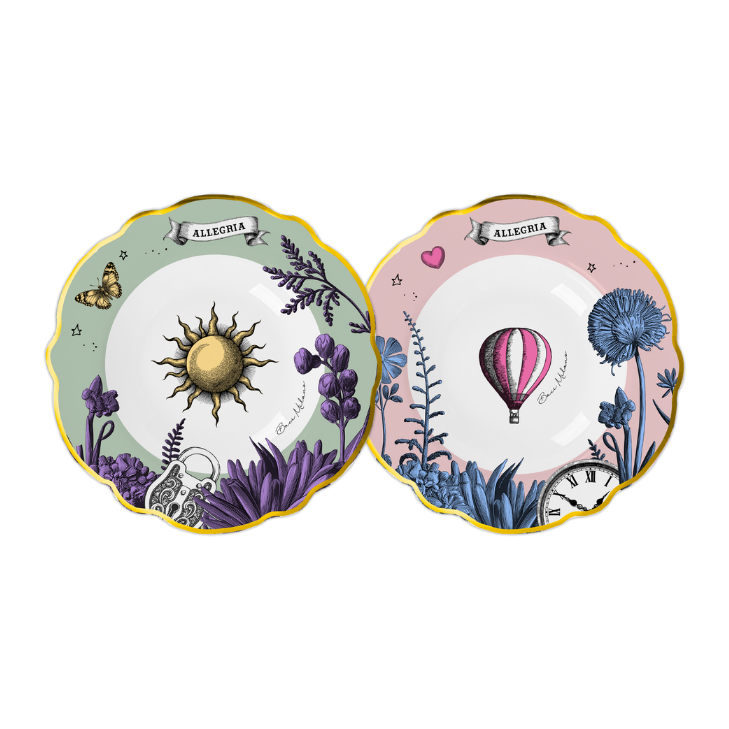 Set 6 farfurii pentru supa, portelan, 23 cm, Allegria - BACI MILANO