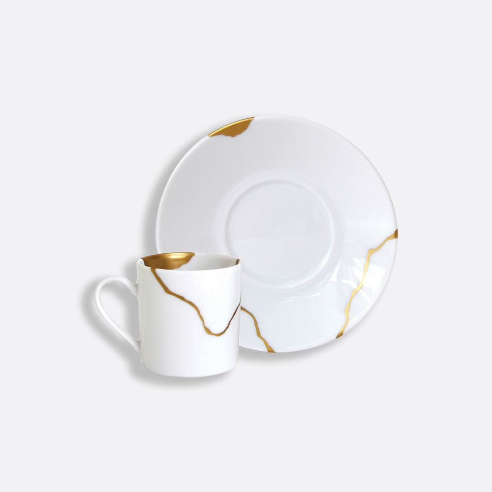 Set 6 cesti pentru espresso si farfurii, Kintsugi by Sarkis - BERNARDAUD