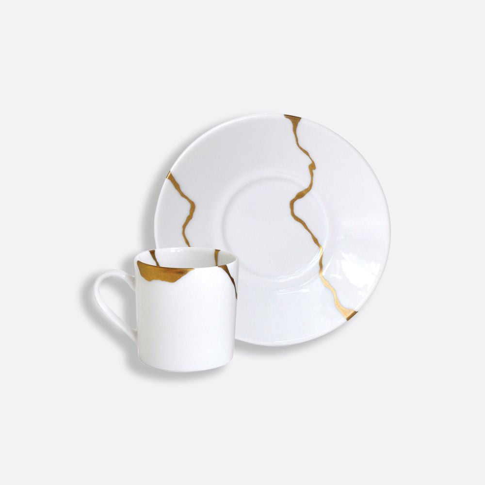 Set 6 cesti pentru espresso si farfurii, Kintsugi by Sarkis - BERNARDAUD