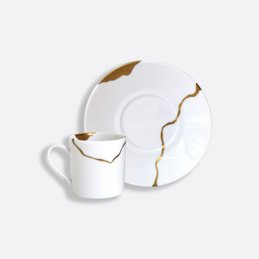 Set 6 cesti pentru espresso si farfurii, Kintsugi by Sarkis - BERNARDAUD