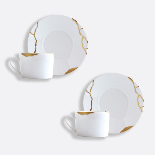 Set 2 cesti pentru ceai si farfurii, Kintsugi by Sarkis - BERNARDAUD