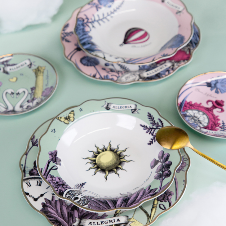 Set 6 farfurii pentru supa, portelan, 23 cm, Allegria - BACI MILANO