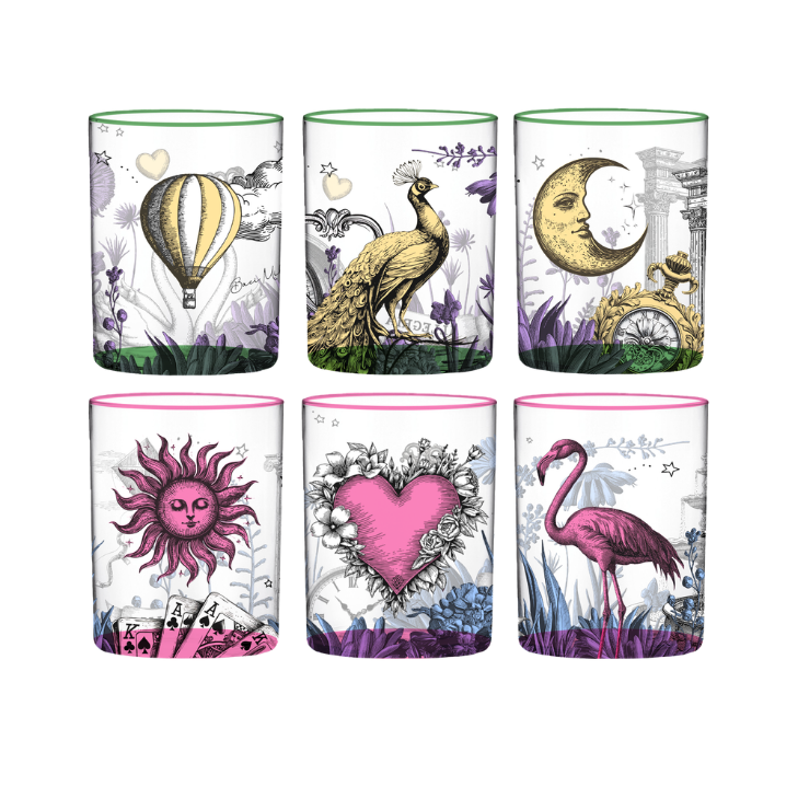 Set 6 pahare pentru apa, sticla, 370 ml, Allegria - BACI MILANO