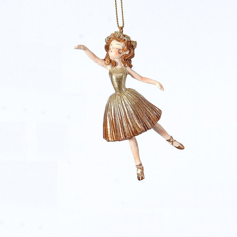 Ornament balerina Scarlet, auriu, 11 cm - SIMONA'S Christmas