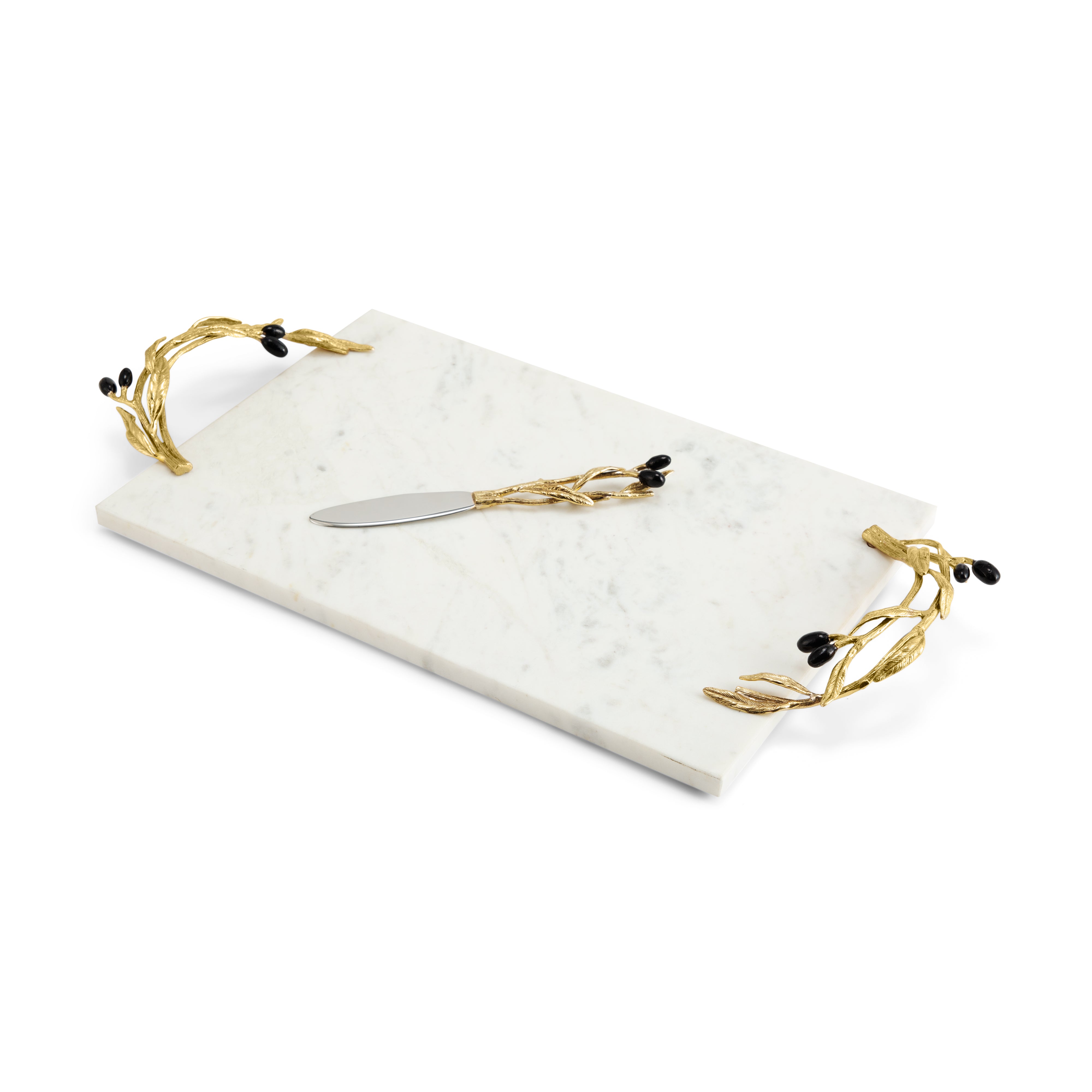Set platou si cutit pentru servire branzeturi, 50x25 cm, Olive Branch - Michael Aram