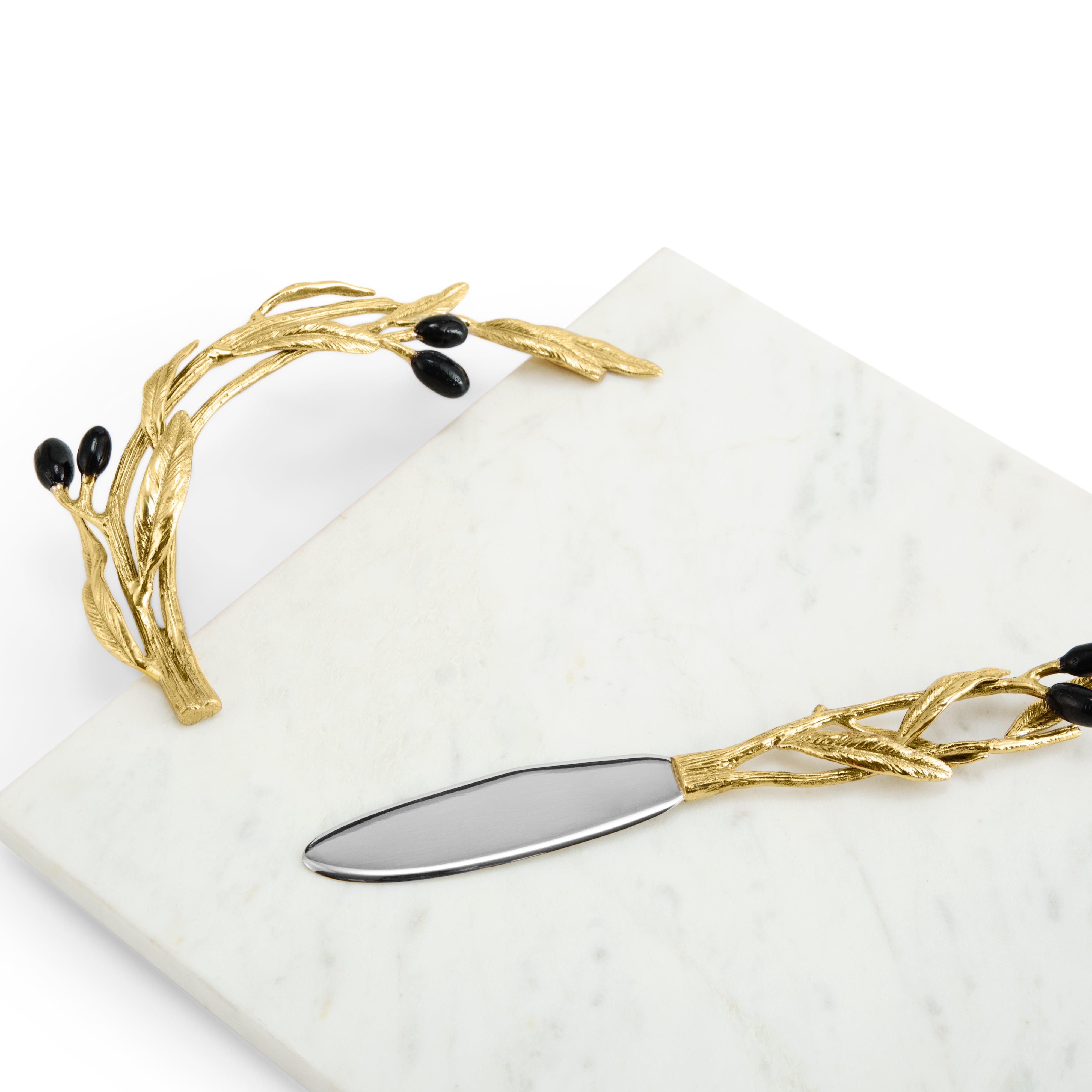 Set platou si cutit pentru servire branzeturi, 50x25 cm, Olive Branch - Michael Aram