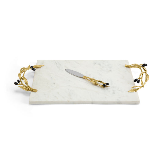 Set platou si cutit pentru servire branzeturi, 50x25 cm, Olive Branch - Michael Aram