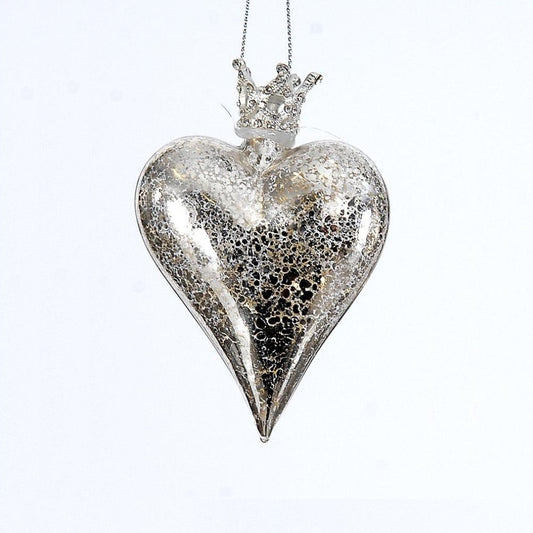 Ornament inima cu coroana, argintiu - SIMONA'S Christmas