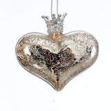 Ornament inima cu coroana, argintiu - SIMONA'S Christmas