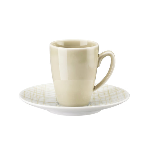 Ceasca pentru cafea si farfurie, Mesh Line Cream by Gemma Bernal - ROSENTHAL