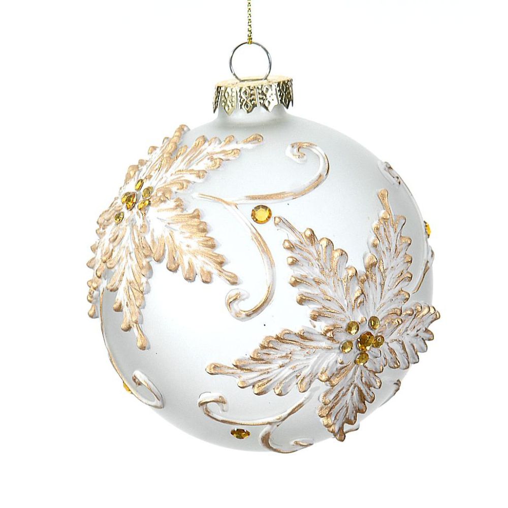 Glob din sticla Sofia, auriu-alb, 10 cm - SIMONA'S Christmas