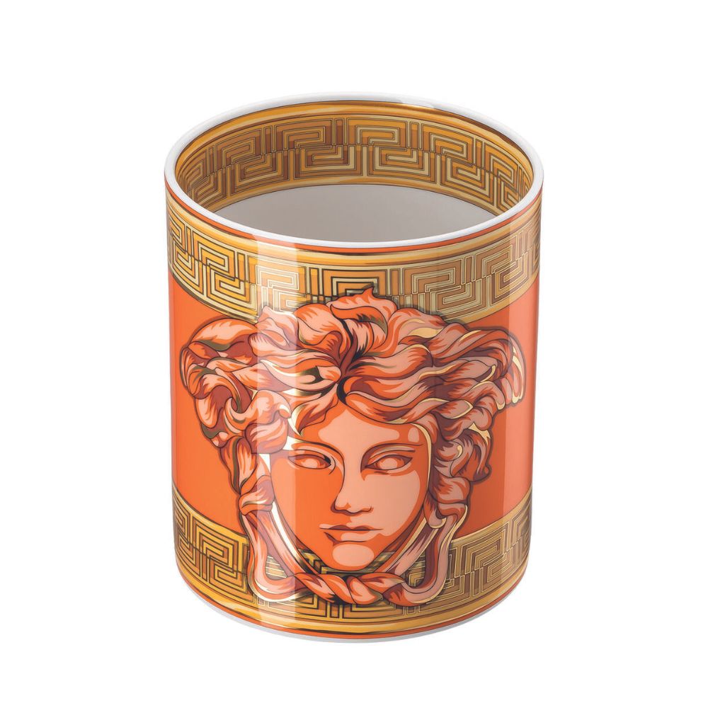 Vaza din portelan, 18 cm, Medusa Amplified Orange Coin - VERSACE