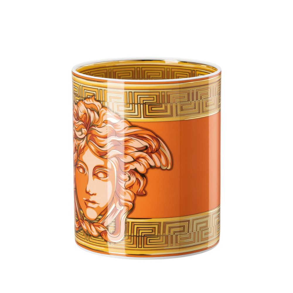 Vaza din portelan, 18 cm, Medusa Amplified Orange Coin - VERSACE