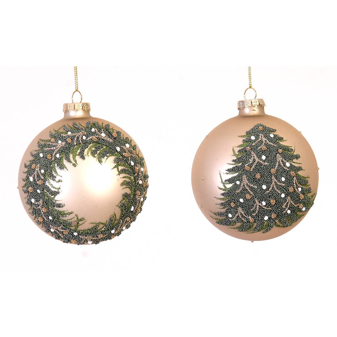 Glob decorativ Sylvestre, verde/auriu, 10 cm - SIMONA'S Christmas