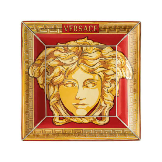 Farfurie patrata, 28 cm, Medusa Amplified Golden Coin - VERSACE