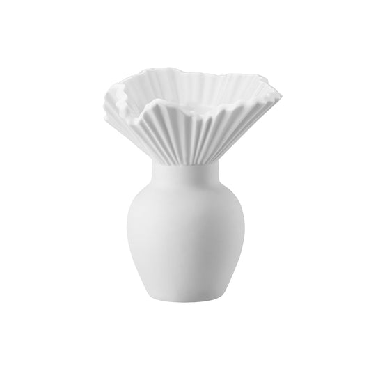 Vaza alba din portelan, 10 cm, Falda White Mat - ROSENTHAL