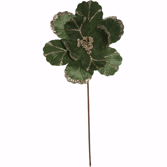 Floare decorativa Joel, verde/auriu, 50 cm - SIMONA'S Christmas