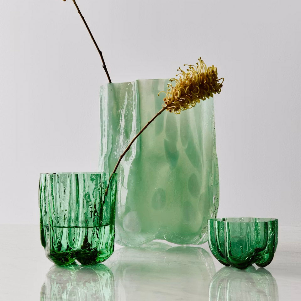Vaza din sticla, Verde, 12 cm, Crackle by Asa Jungnelius - KOSTA BODA